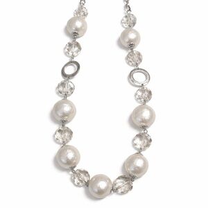 Necklace Silver Clear Chunky Beaded